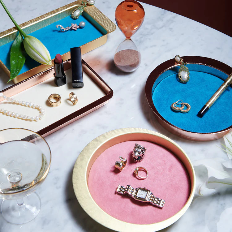 Firenze Round Gold and Pink Empty Pocket Tray