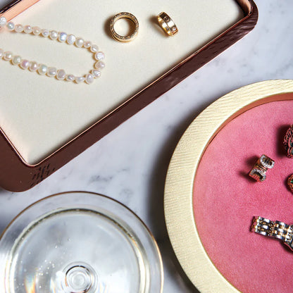 Firenze Round Gold and Pink Empty Pocket Tray