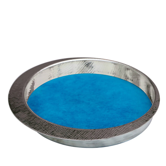 Firenze Round Silver and Light Blue Empty Pocket Tray