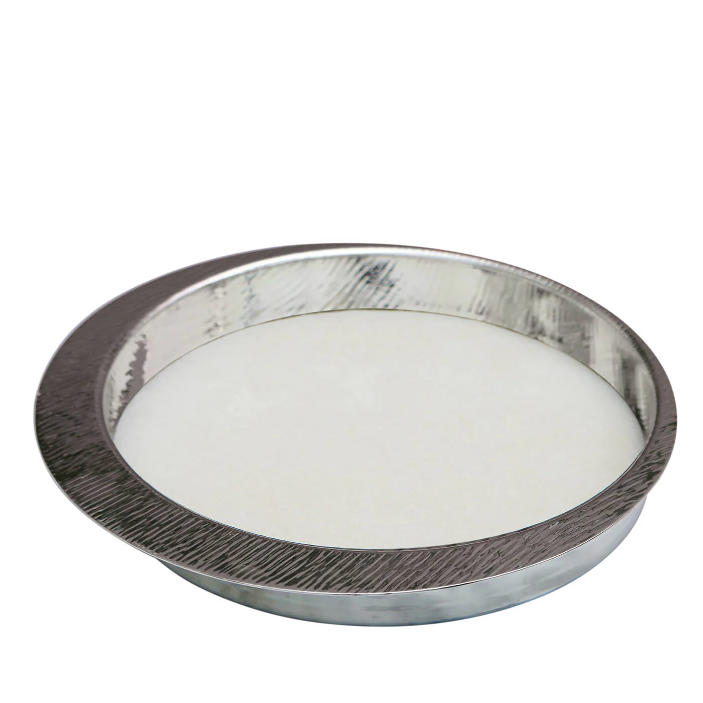 Firenze Round Silver and Cream White Empty Pocket Tray