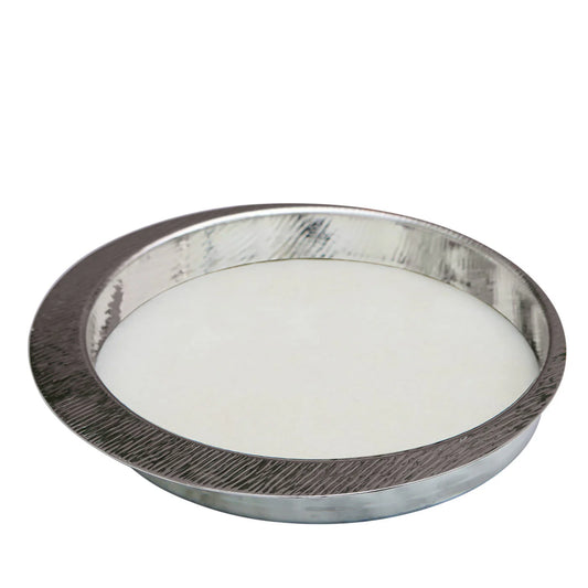 Firenze Round Silver and Cream White Empty Pocket Tray
