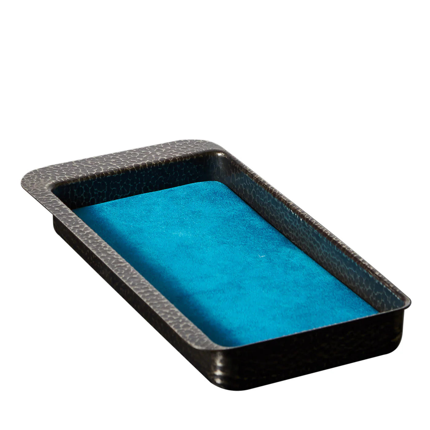 Firenze Rectangular Burnished and Light Blue Empty Pocket Tray