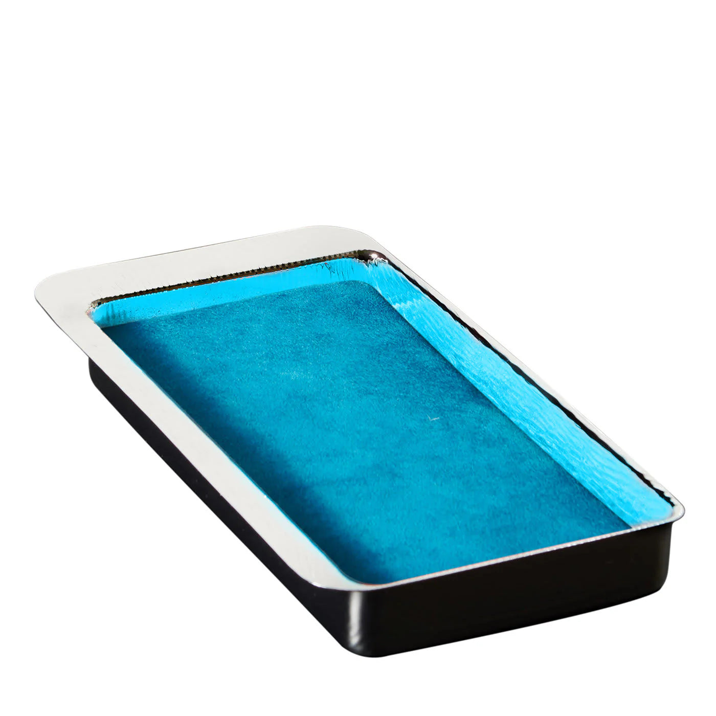 Firenze Rectangular Silver and Light Blue Empty Pocket Tray