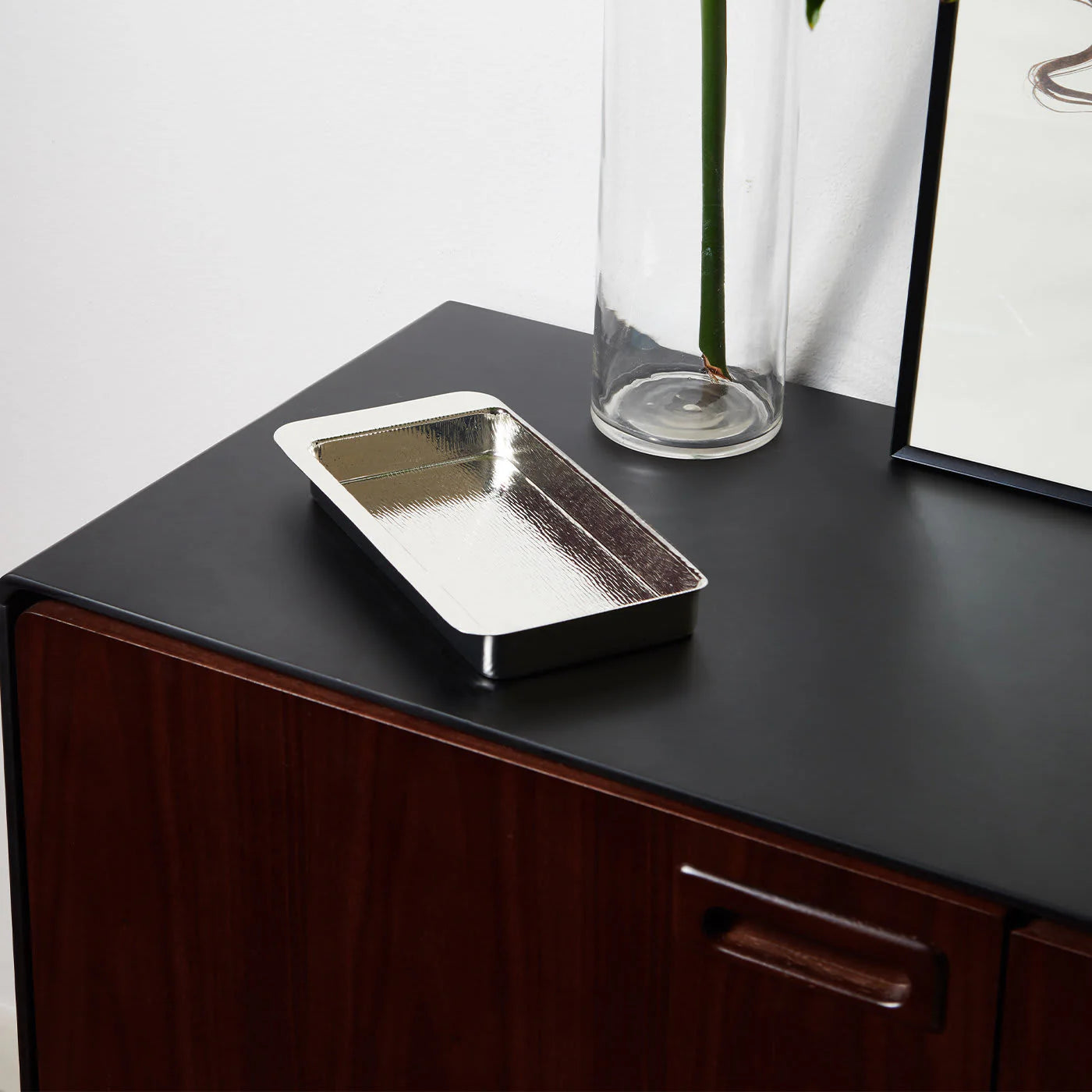 Firenze Rectangular Silver and Cream White Empty Pocket Tray