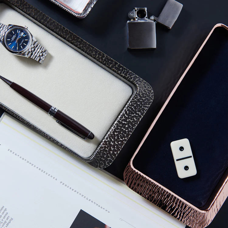 Firenze Rectangular Copper and Blue Empty Pocket Tray