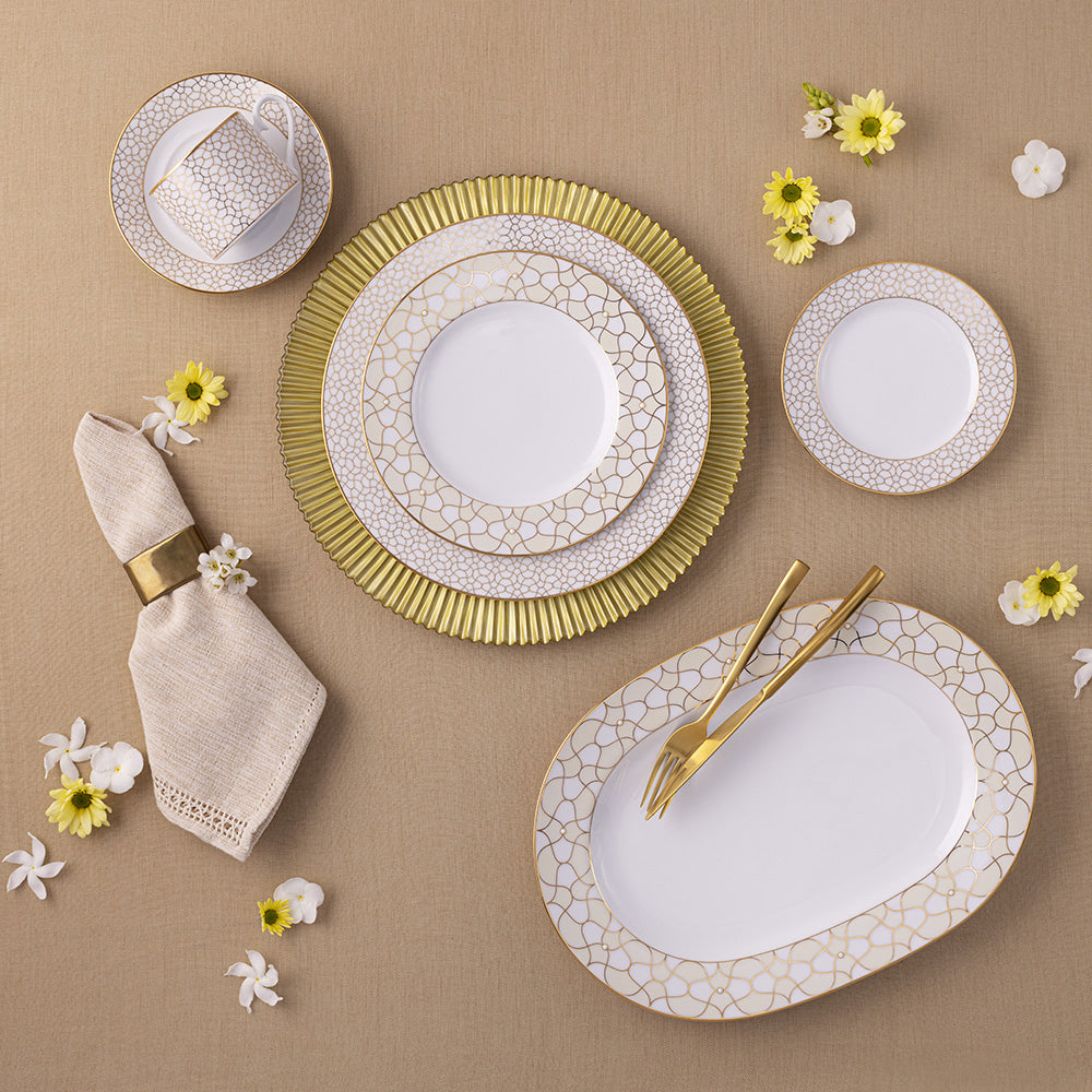 Noritake Ripple Gold Tea Service, Set of 29