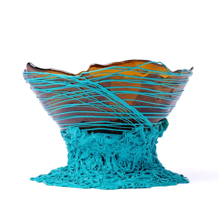 Ogiva Vase - Clear Brown, Turquoise