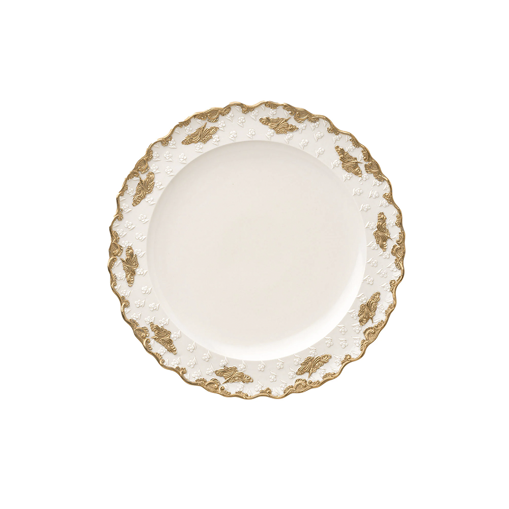 Lucia Set of 2 Large White & Gold Dinner Plates