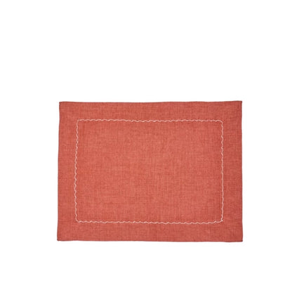 22 Maggio Istanbul Piazza Placemat Set of 4-Red placemat with white embroidery on a white background