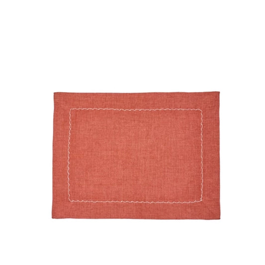 22 Maggio Istanbul Piazza Placemat Set of 4-Red placemat with white embroidery on a white background