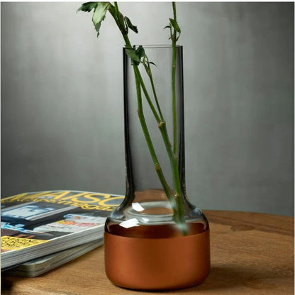 Nude Contour Bud Vase with Clear Top and Copper Base 200mm