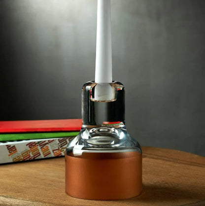 Nude Contour Candle Holder with Clear Top and Copper Base 128mm