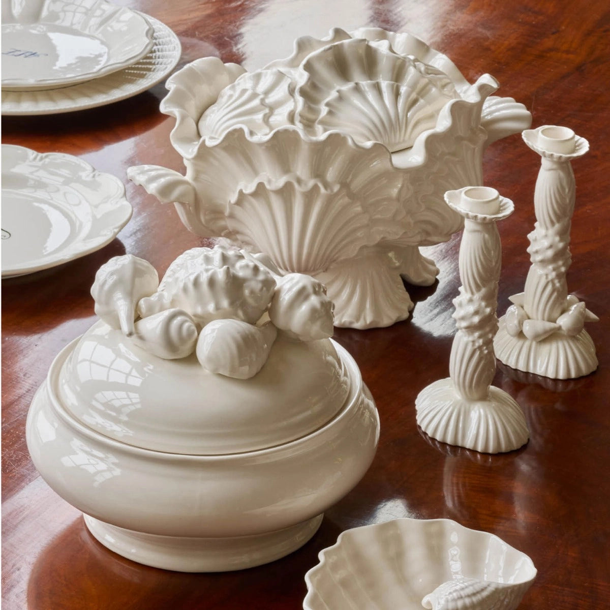 Shell Taper Candleholder - Set of 2