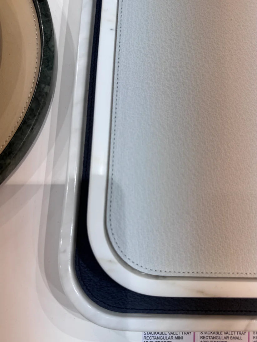 Polo Marmo Stackable Marble Valet Tray with Leather Insert Round S