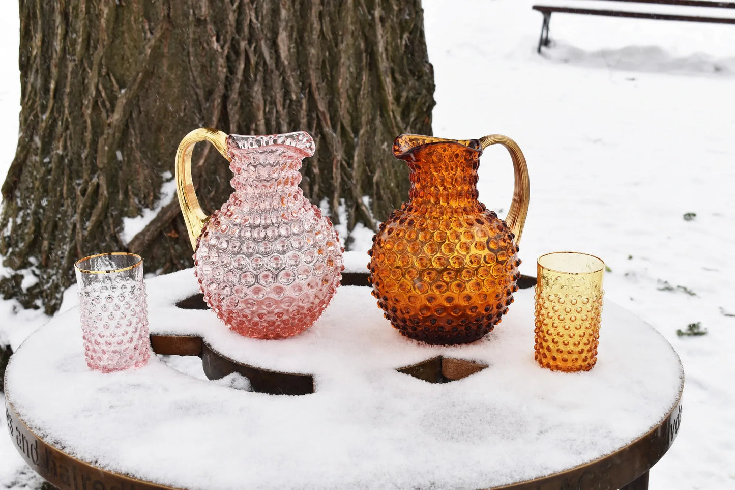 Paris Hobnail Jug 2L Rosa + Gold