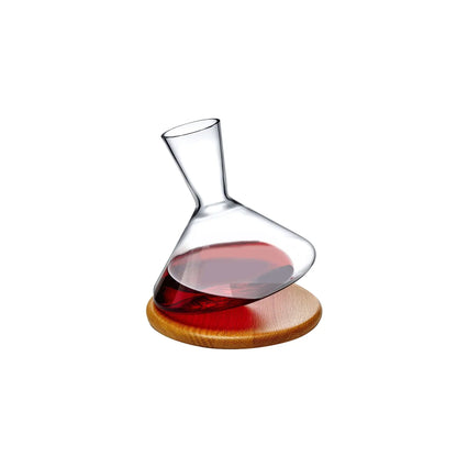 Nude Essentials Balance Wine Decanter with Wooded Base 1000cc Clear