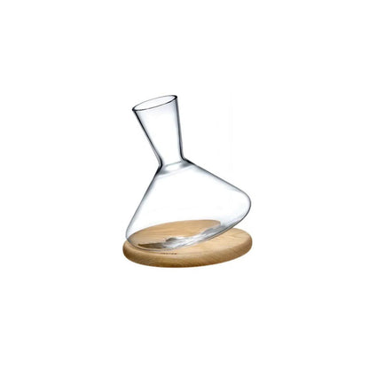 Nude Essentials Balance Wine Decanter with Wooded Base 1000cc Clear