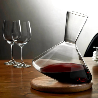 Nude Essentials Balance Wine Decanter with Wooded Base 1000cc Clear