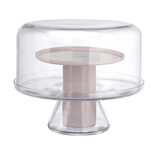 Nude Essentials Bloom Cake Stand with Dome Opal Pink