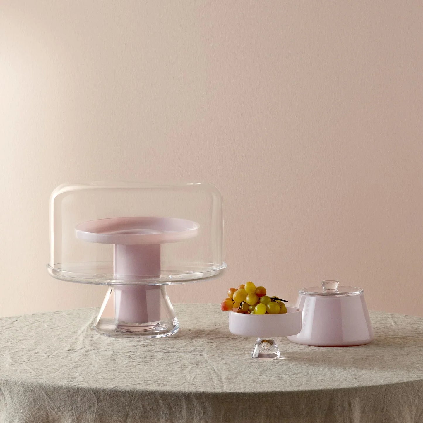 Nude Essentials Bloom Cake Stand with Dome Opal Pink