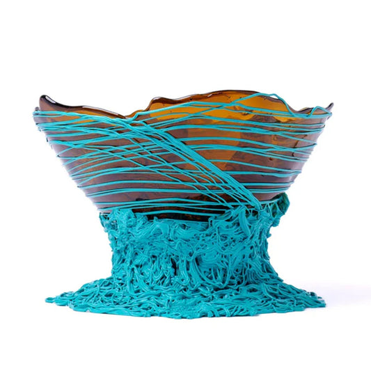 Ogiva Vase - Clear Brown, Turquoise