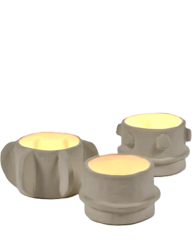 Tealight Holder Set – Beige Molly (Set of 3)