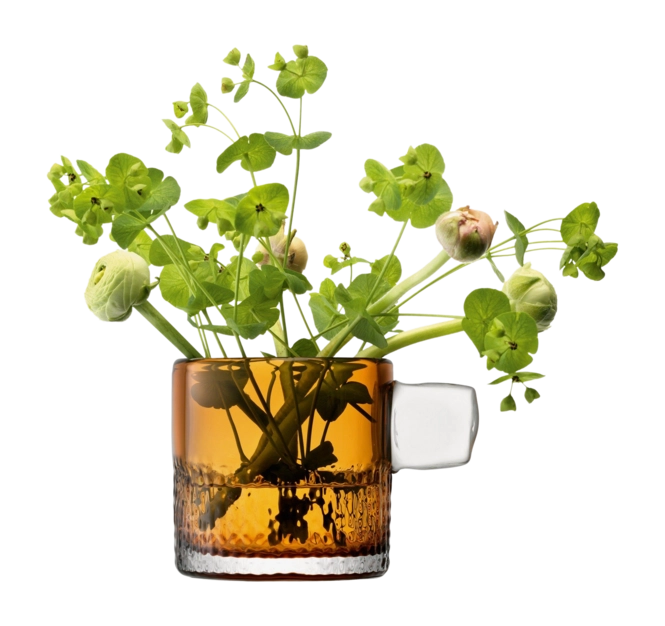 Handle Tealight Holder H9cm Olive Amber