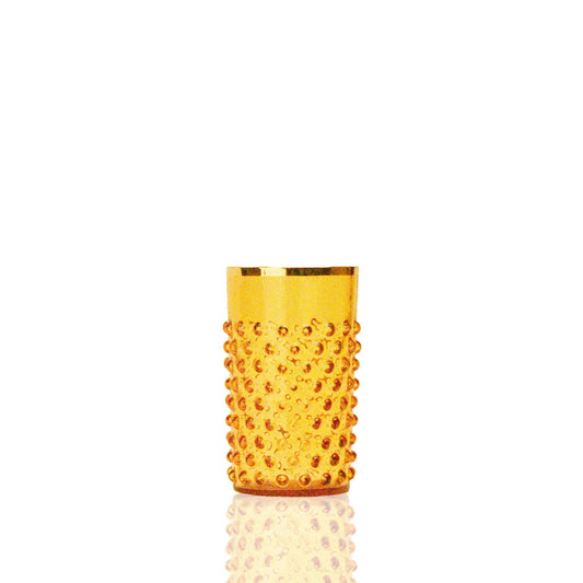 Hobnail Glass Amber + Gold