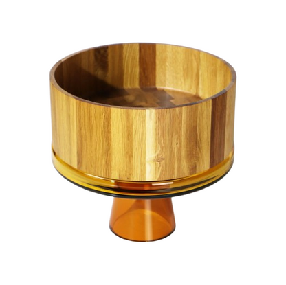 Wooden Bowl & Glass Stand L
