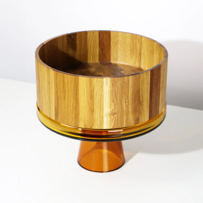 Wooden Bowl & Glass Stand L