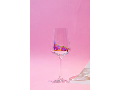 Hand Painted Sevilla White Wine 350 ml Stripe Flamingo