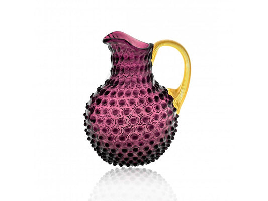 Violet Hobnail Jug with Shiny Gold Handle