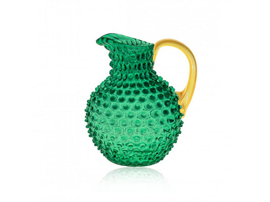 Underlay Dark Green Hobnail Jug with Shiny Gold Handle