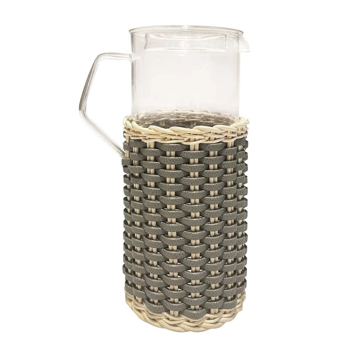 Marseille Mud Leather & Rattan Glass Pitcher