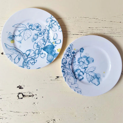 set of 2 Blue Summer dessert plates #1