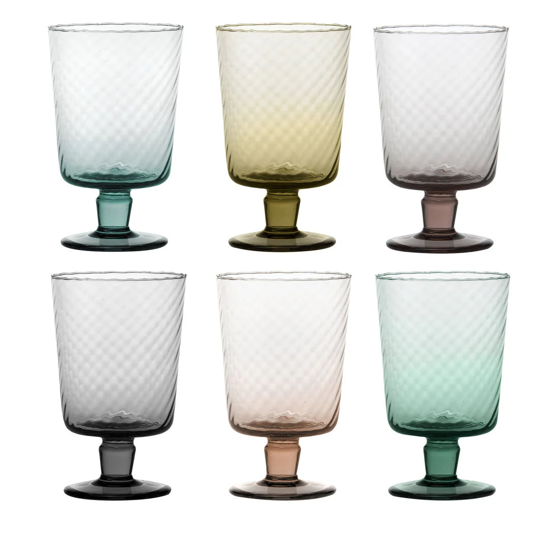 Set Of 6 Torsè Multicolor Stem Glasses