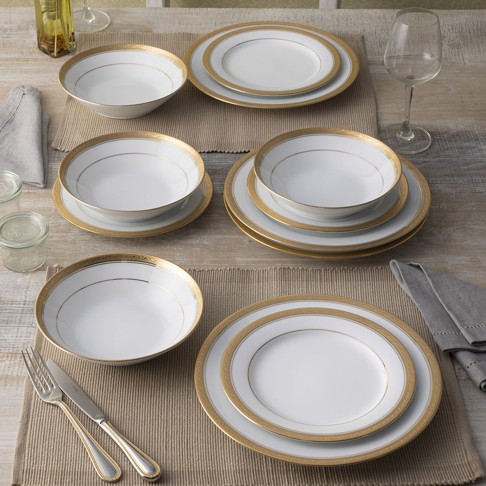 Noritake Crestwood Gold Dinnerware, Set of 67