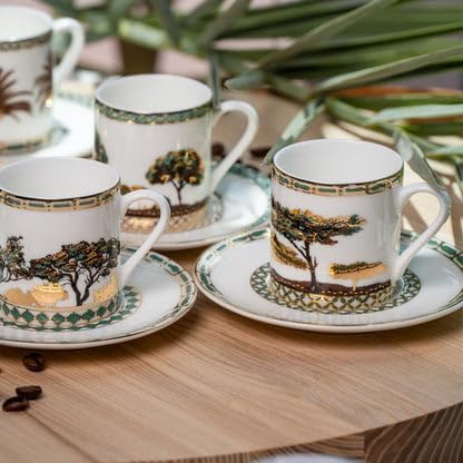 Arabic Coffee Cup & Saucer Set – 6 Porcelain