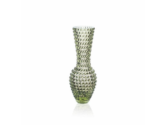 Olive Green Hobnail Fugu Vase