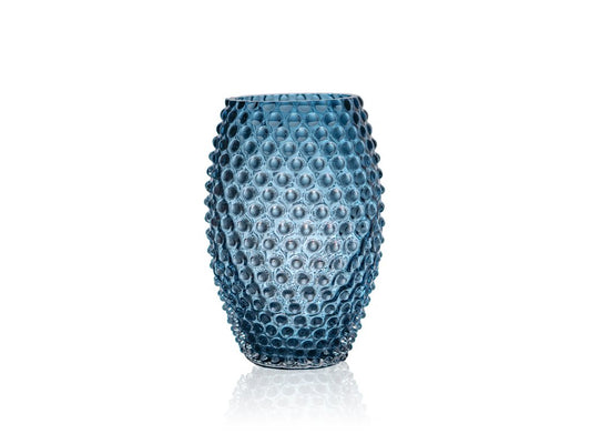 Underlay Blue Smoke Hobnail Egg Vase