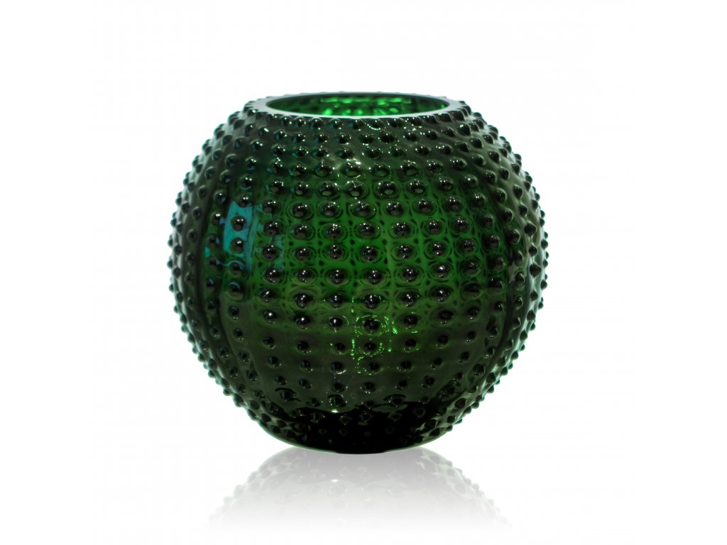 Dark Green Hobnail Vase Large