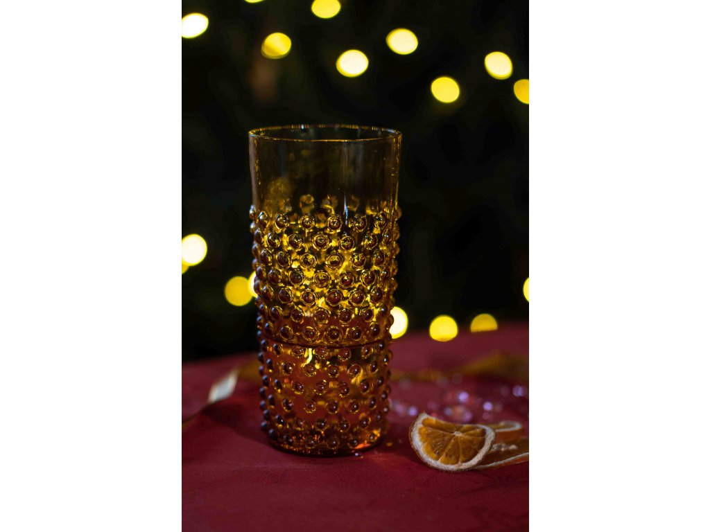 Amber Hobnail Tumblers Large