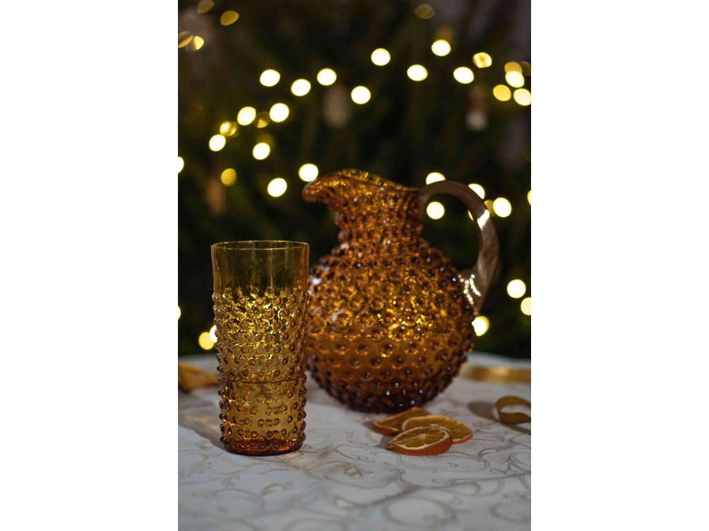 Amber Hobnail Tumblers Large