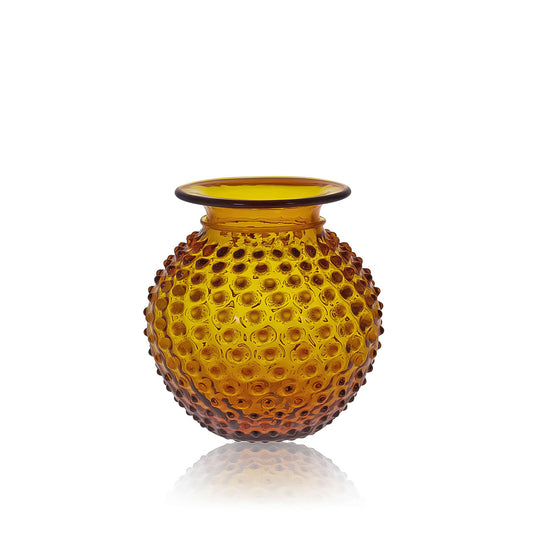 Amber Hobnail Collar Vase