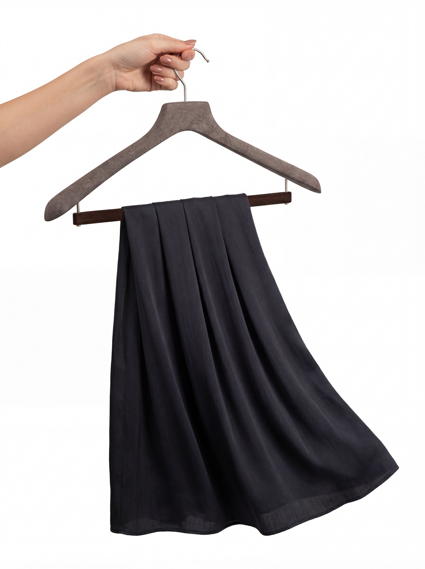 Hanger for suits with a velvet covered bar for trousers