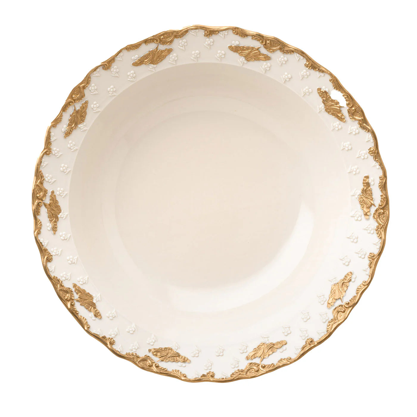 Lucia White & Gold Salad Bowl