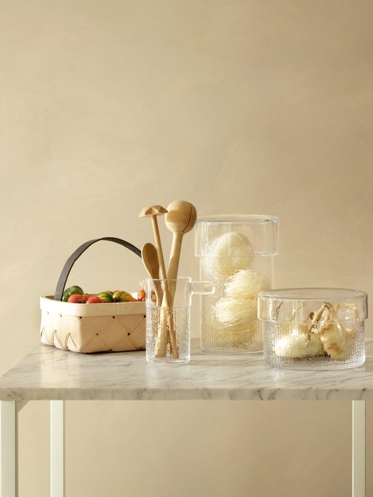 Wicker Container & Lid Ø19cm/H12.5cm Clear