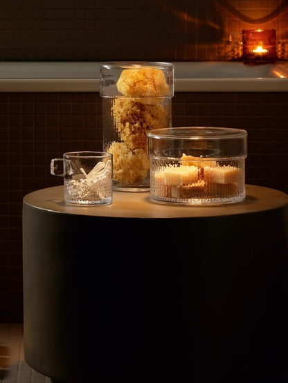 Wicker Container & Lid Ø19cm/H12.5cm Clear