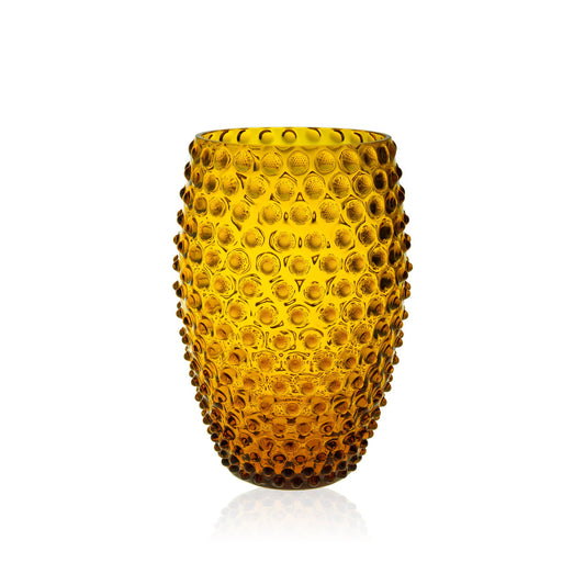 Amber Hobnail Egg Vase