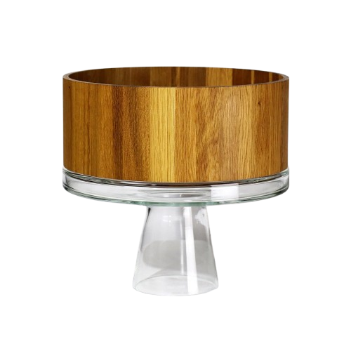 Wooden Bowl & Glass Stand L
